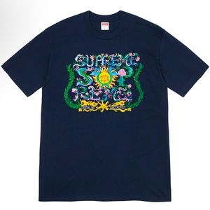 ⭐️ Supreme “Crest” Tee Shirt, Navy Blue Graphic Sz L, 100% Authentic, NEW NIP